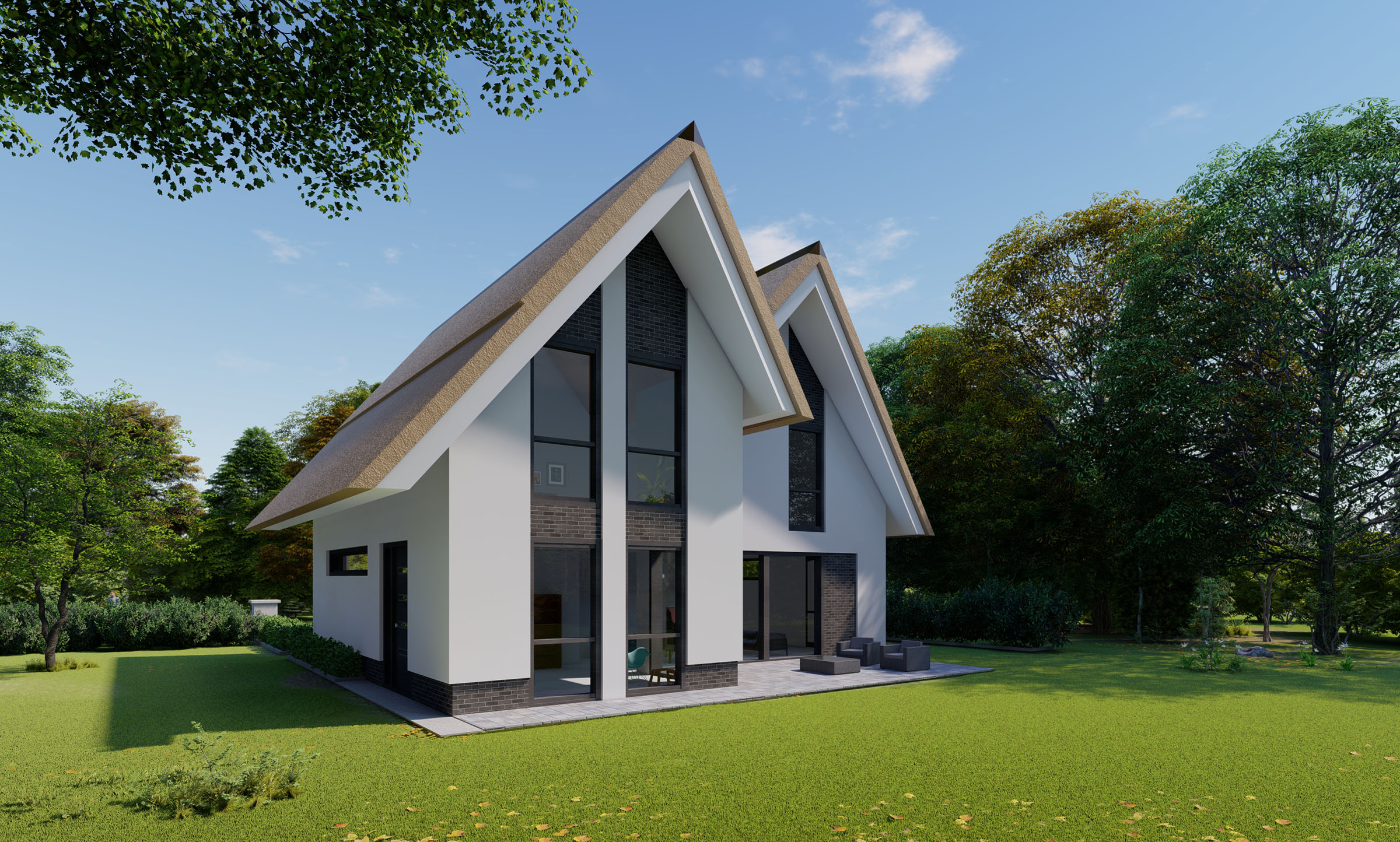 Rietgedekte villa